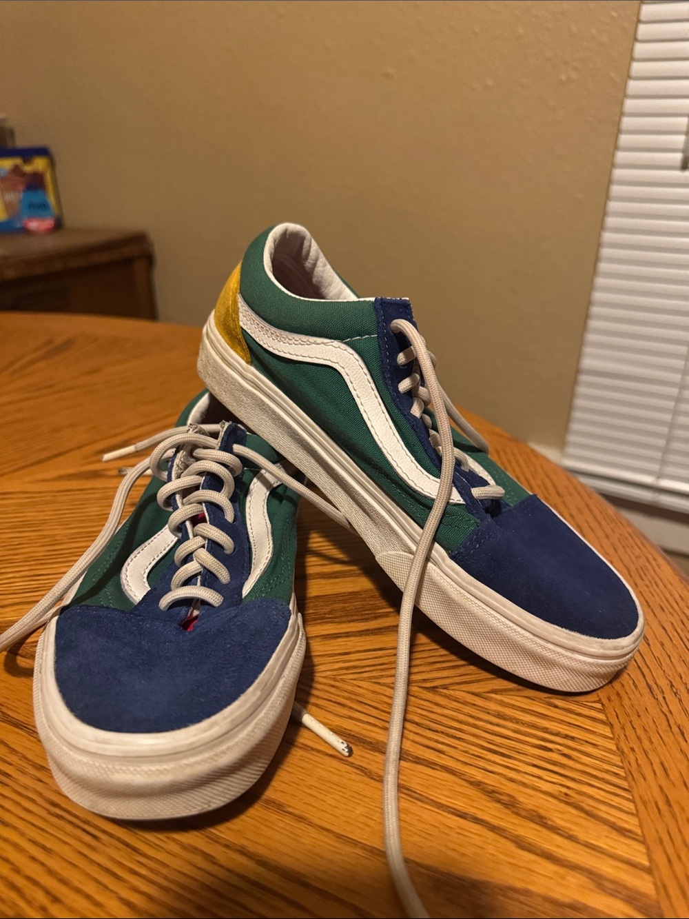 Vans Old Skool Blue Green Yellow Suede & Canvas Sneakers